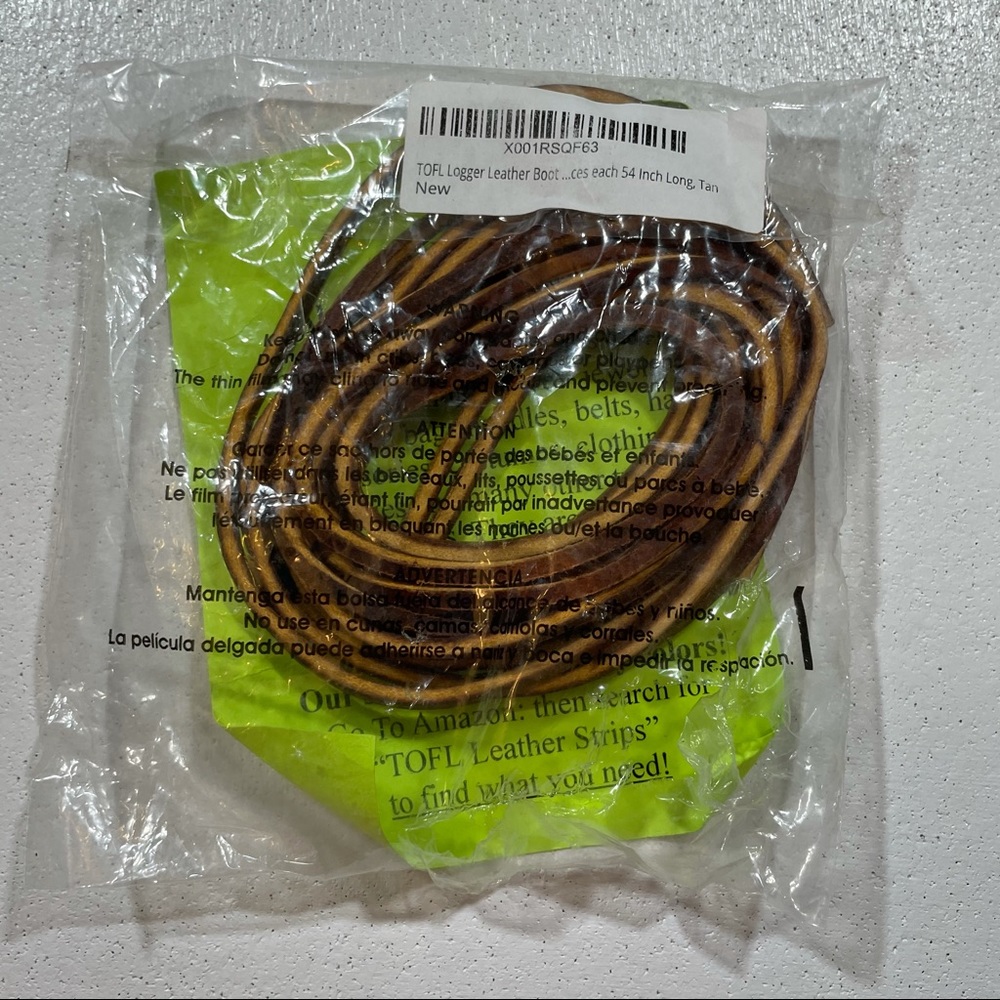 NEW Brown Leather Boot Shoe Laces 54" TOFL
